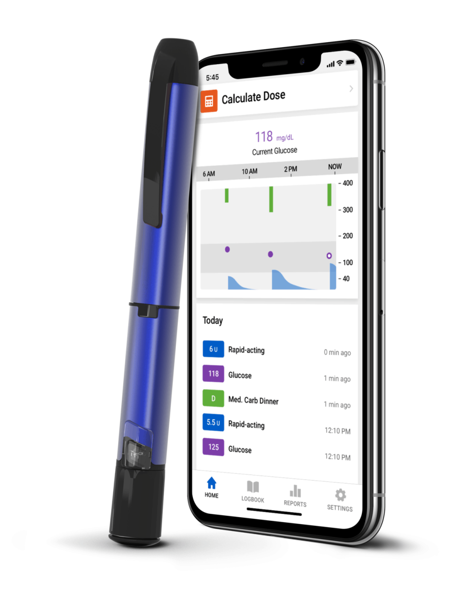 Image of InPen Smart Insulin Pen and app on phone